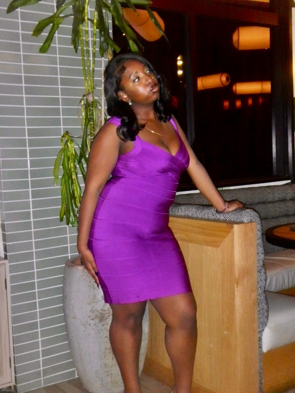 Herve Leger Purple Bandage Mini Dress - Picture 12 of 12